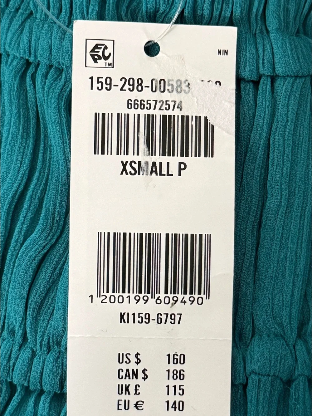 Abercrombie & Fitch Teal Tiered Maxi Dress XS Petite NWT